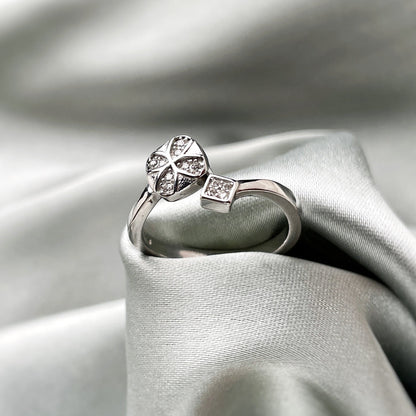 Silver Zircon Sparkling Loop Ring