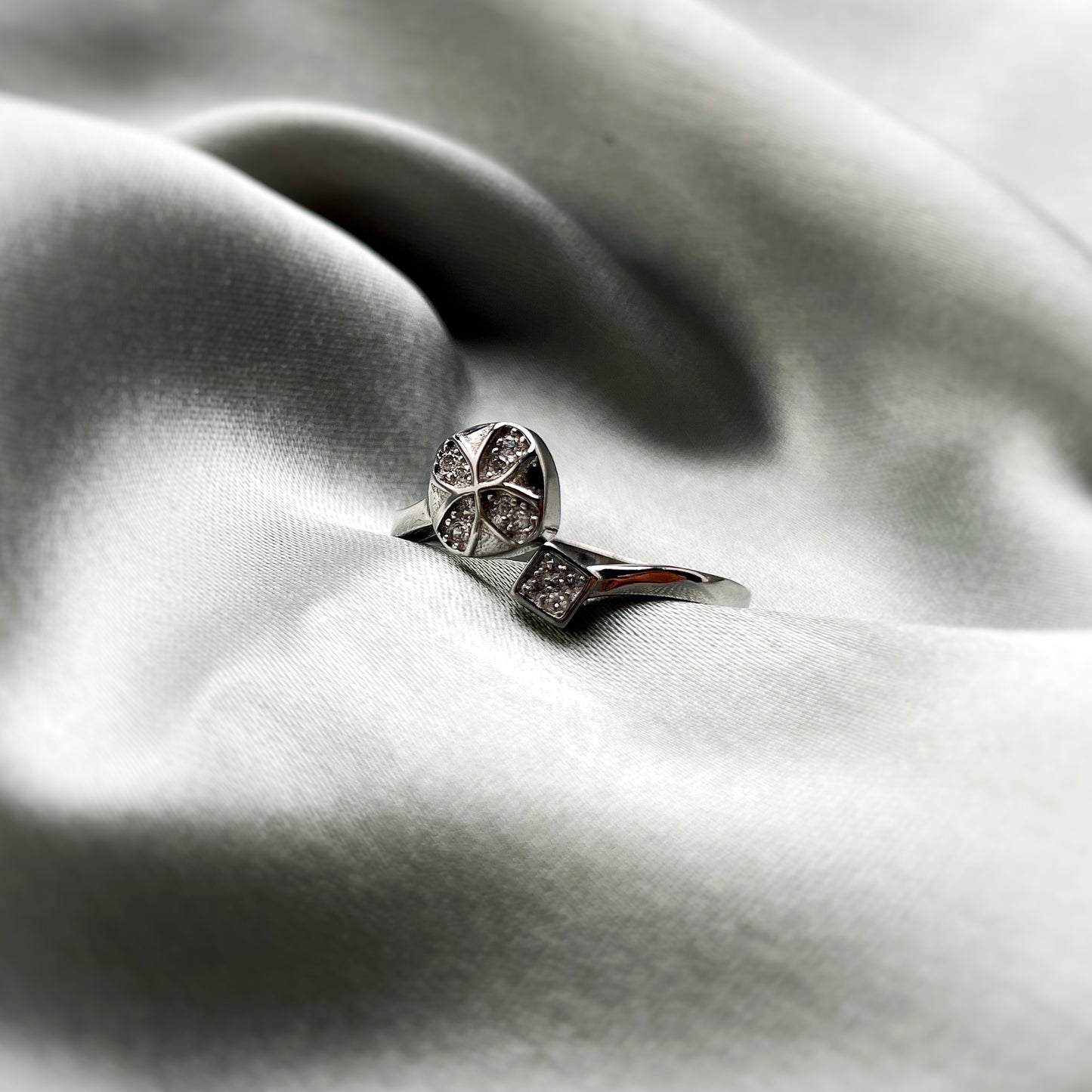 Silver Zircon Sparkling Loop Ring