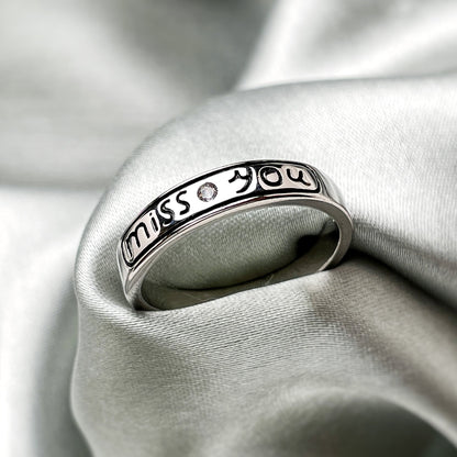 Silver Zircon Miss You Ring