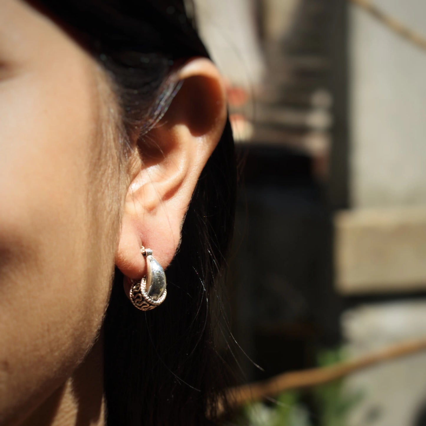 Oxidize Bell Hoops earring