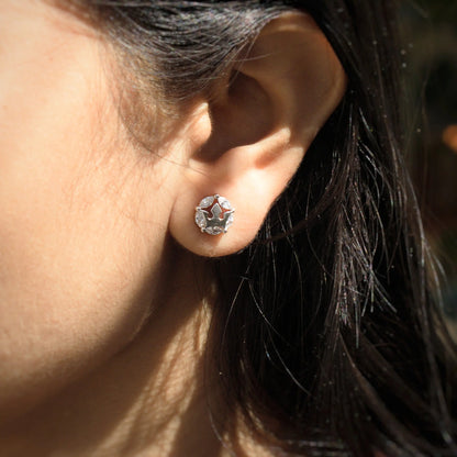 Silver Zircon crown stud