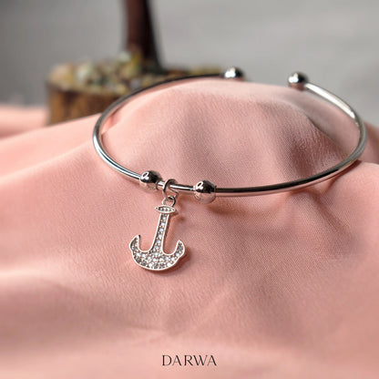 Silver anchor bracelet