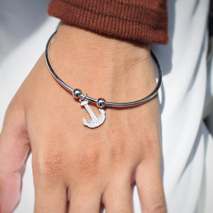 Silver anchor bracelet