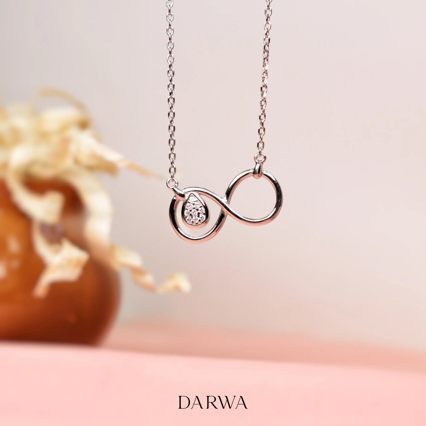 Silver drop infinitely necklace