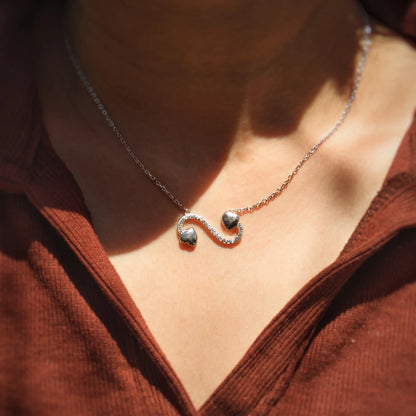 Silver two hearts necklace